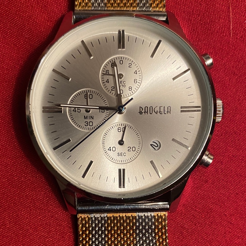 BAOGELA Gold and Silver Watch with Mesh Band 45 mil fixed - Picture 3 of 8